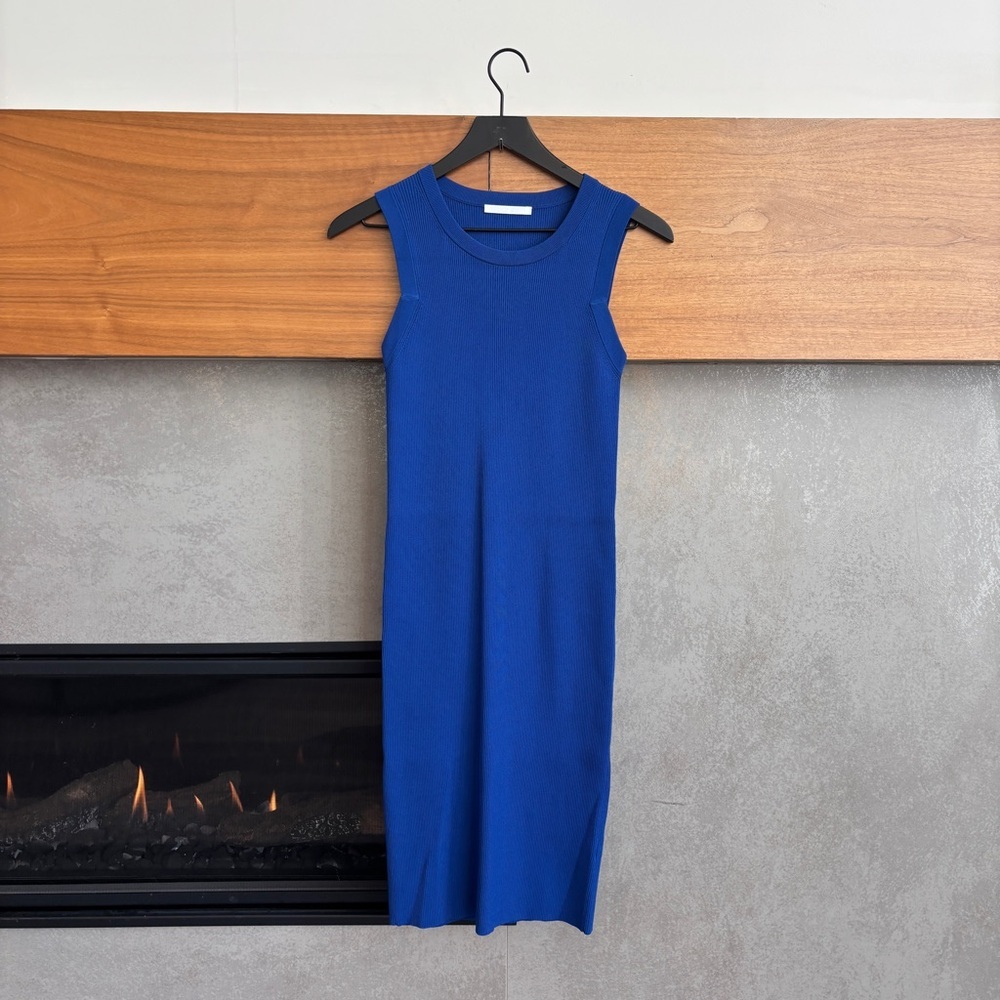 NWOT Helmut Lang Royal Blue Knit Ribbed Mini Dress, Size S - Picture 4 of 13